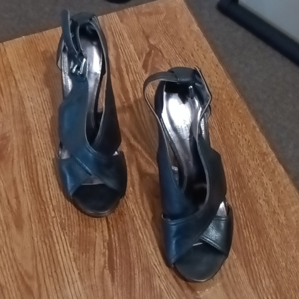 Coach shoes black open toe